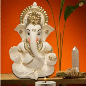 handcrafted ganesha idol | god ganes showpiece | murti for car dashboard statue | ganpati figurine handcrafted polyresin little lord | kaan ganes sculpture luck & success diwali gifts home decor office desk white ganpati