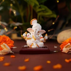 pagri ganesh ji murti decorative showpiece for home decor| ganesh idol for car dashboard home temple office desk pooja room god idols for puja & festival gifting (with padestal),6.5x4.5 cm
