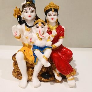 unityplus shiva parvati ganesh idol shiv parivar murti statue sculpture hindu showpiece figurine for car, home, office or mandir decoration (multicolour, standard)